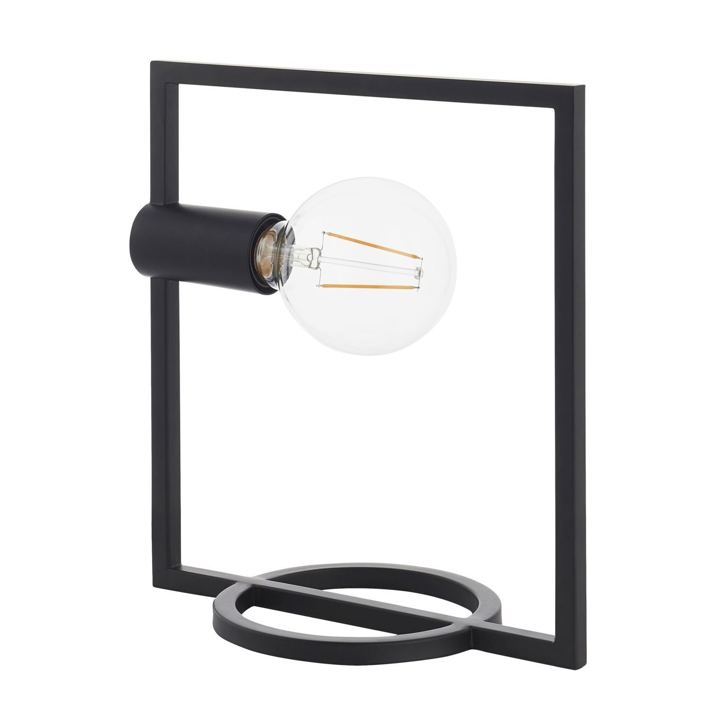 Lampe de table noire H : 29,5 cm rectangulaire petite Métal Moderne E27