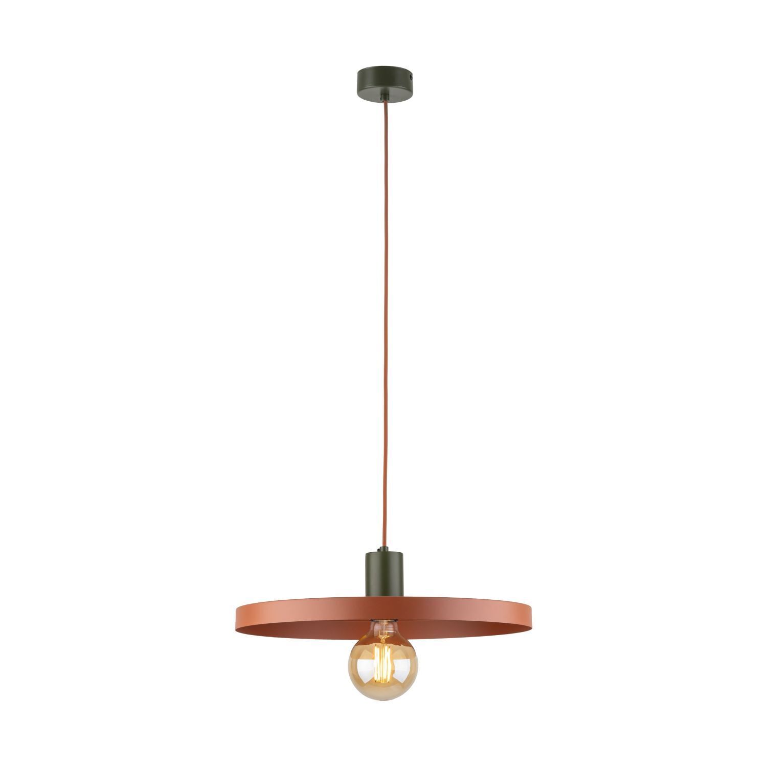 Lampe à suspendre ronde E27 Ø40 cm Vintage brun rouge brique