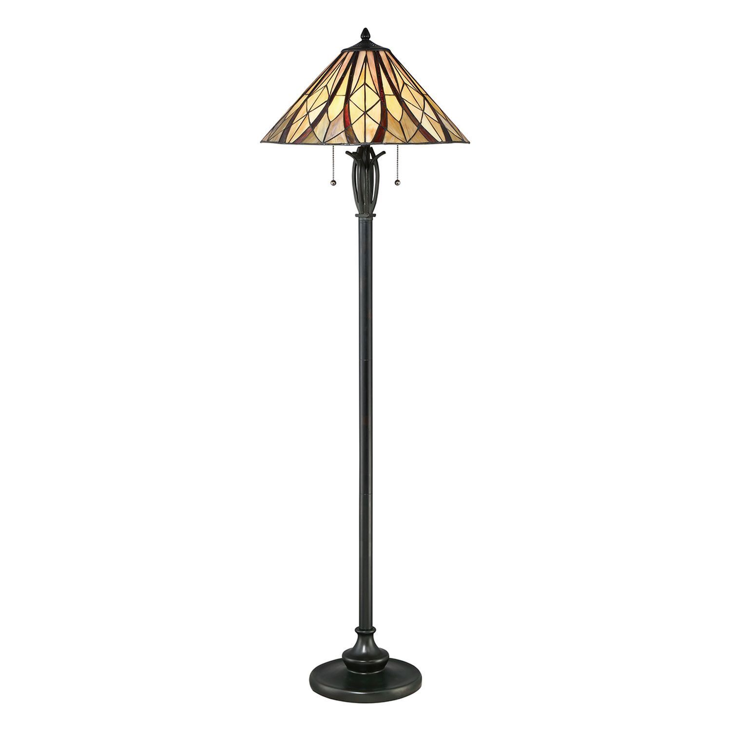 Lampe sur pied style Tiffany 149cm Suspension à tirage E27 Verre Métal