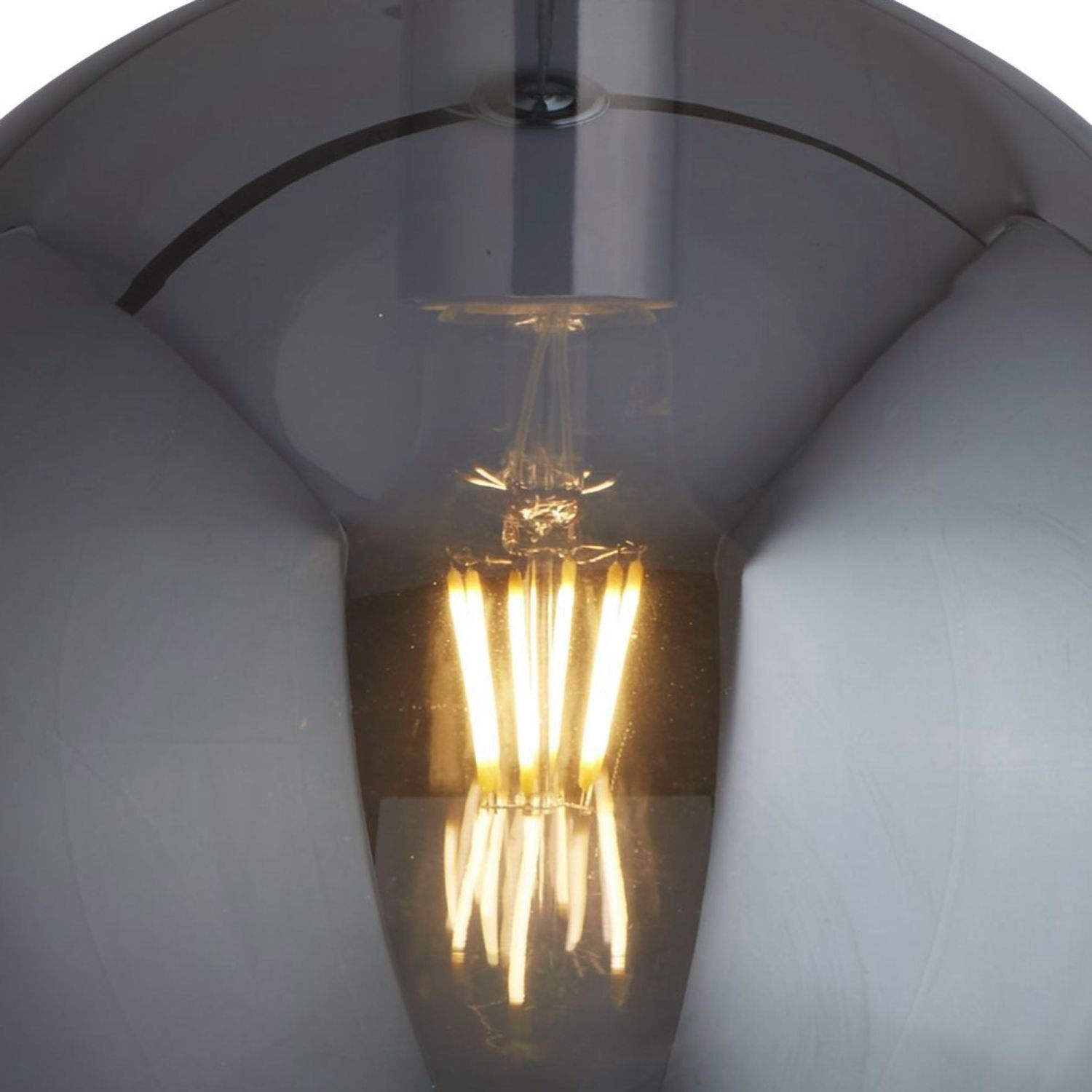 Lampe à suspendre E27 D : 25 cm Chrome Gris fumé Verre Métal