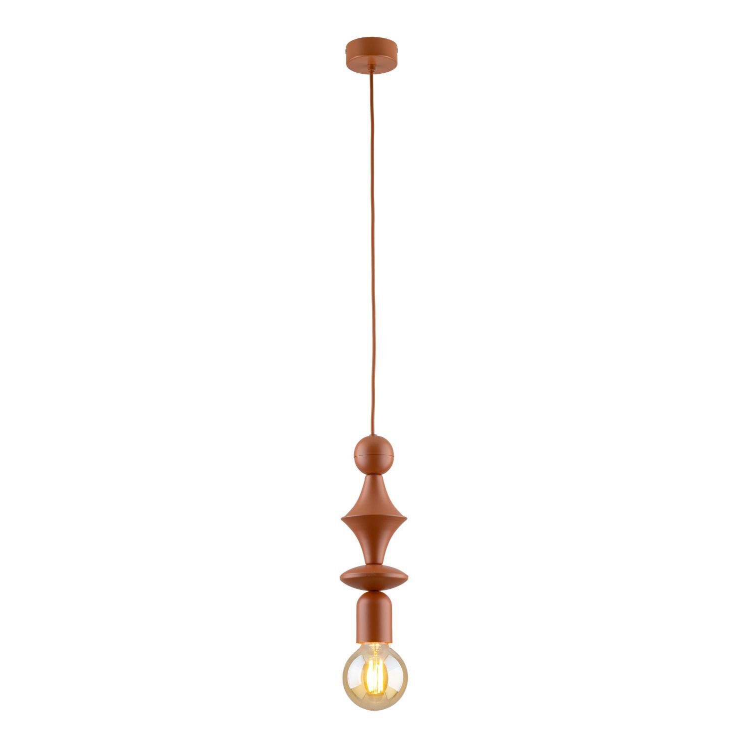 Lampe à suspendre rouge brique métal Ø10 cm E27 minimaliste