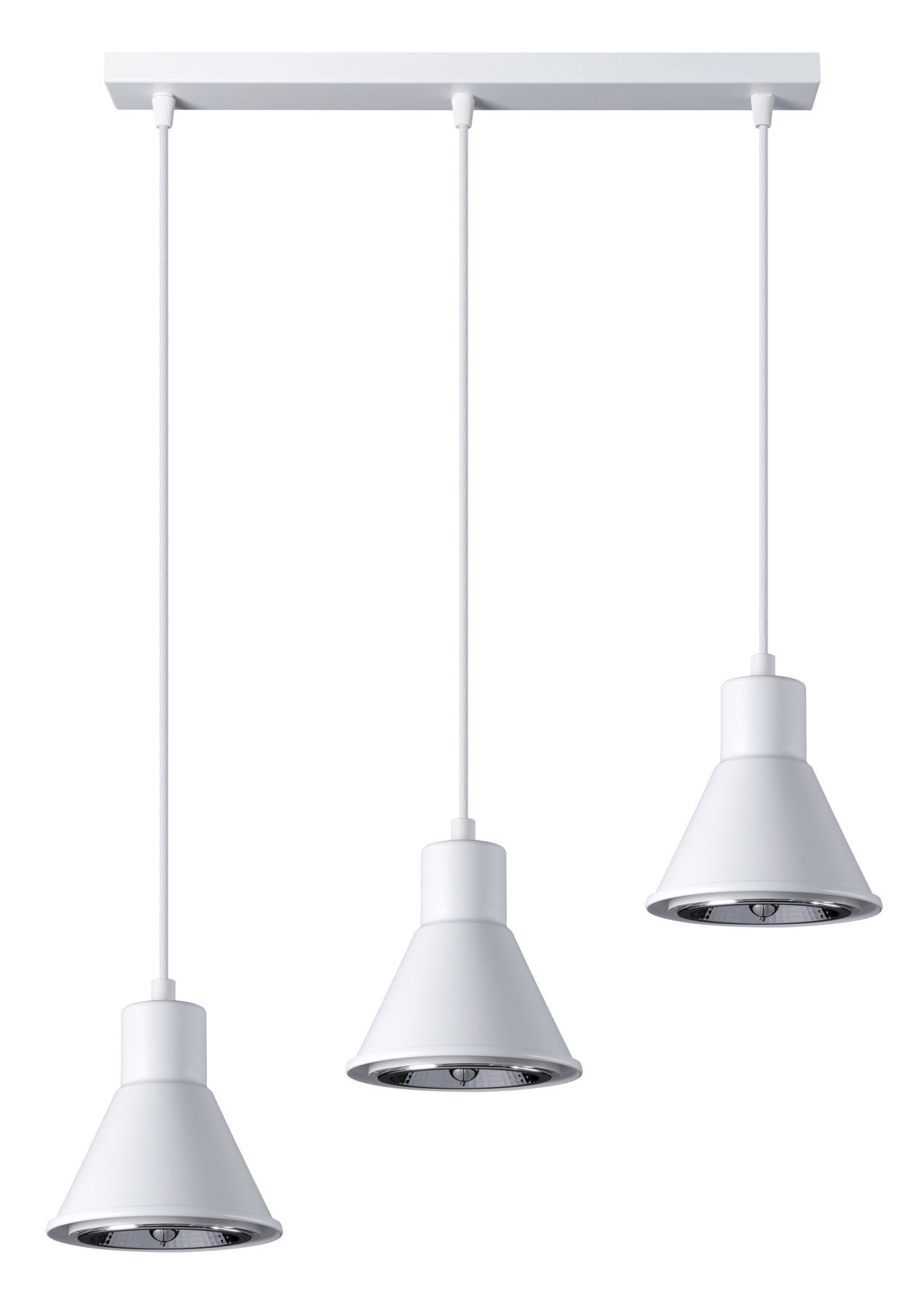Lampe à suspendre Blanc 3 flammes L : 45 cm ES111 Rétro Métal
