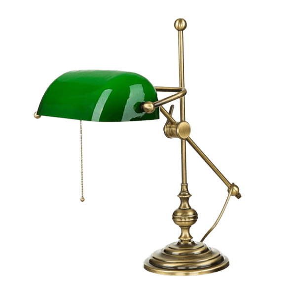 Bankerlampen Tischlampe, Luxuslampe, Grün, Brassestil, Schirmlampe