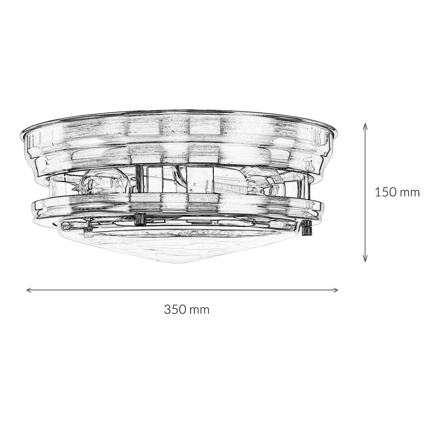 Plafonnier IP44 Ø 35 cm Chromé rond 2x E27 Verre Métal Salle de bain