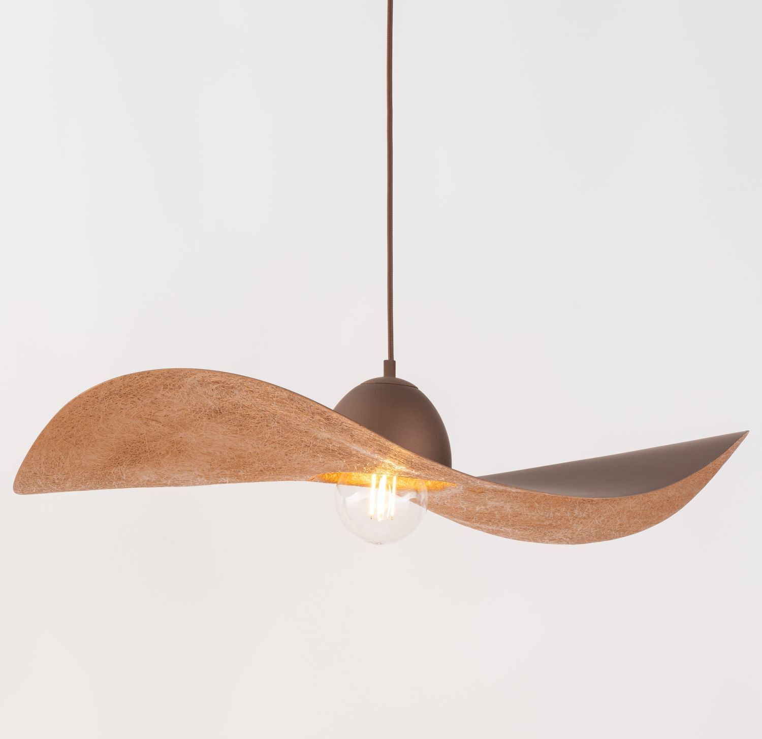 Lampe à suspendre brune cuivre E27 Moderne Abat-jour ondulé