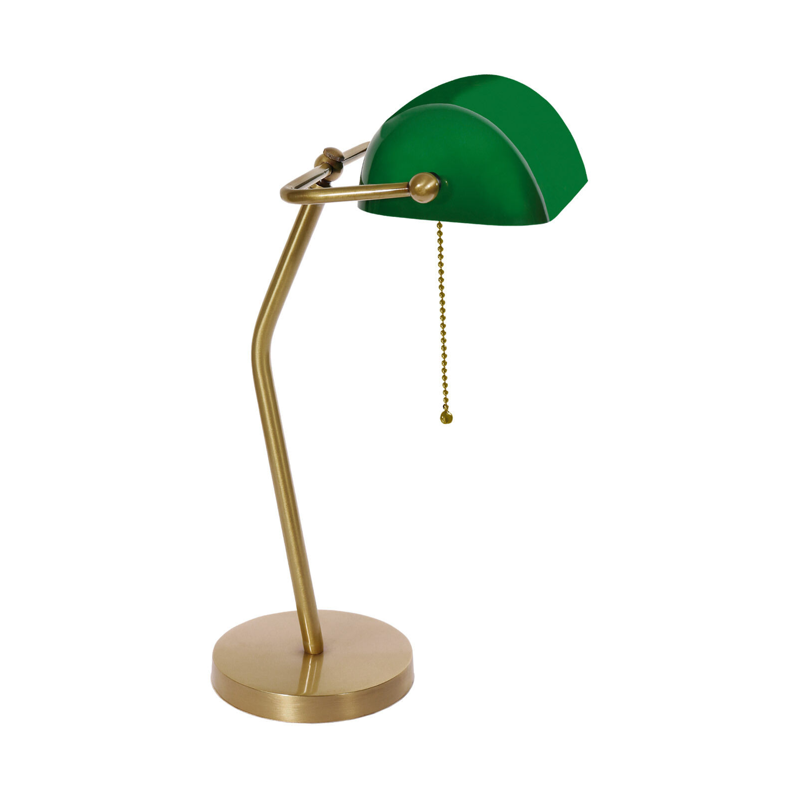 Lampe de banquier Vert Bronze H : 47 cm Laiton Verre massif