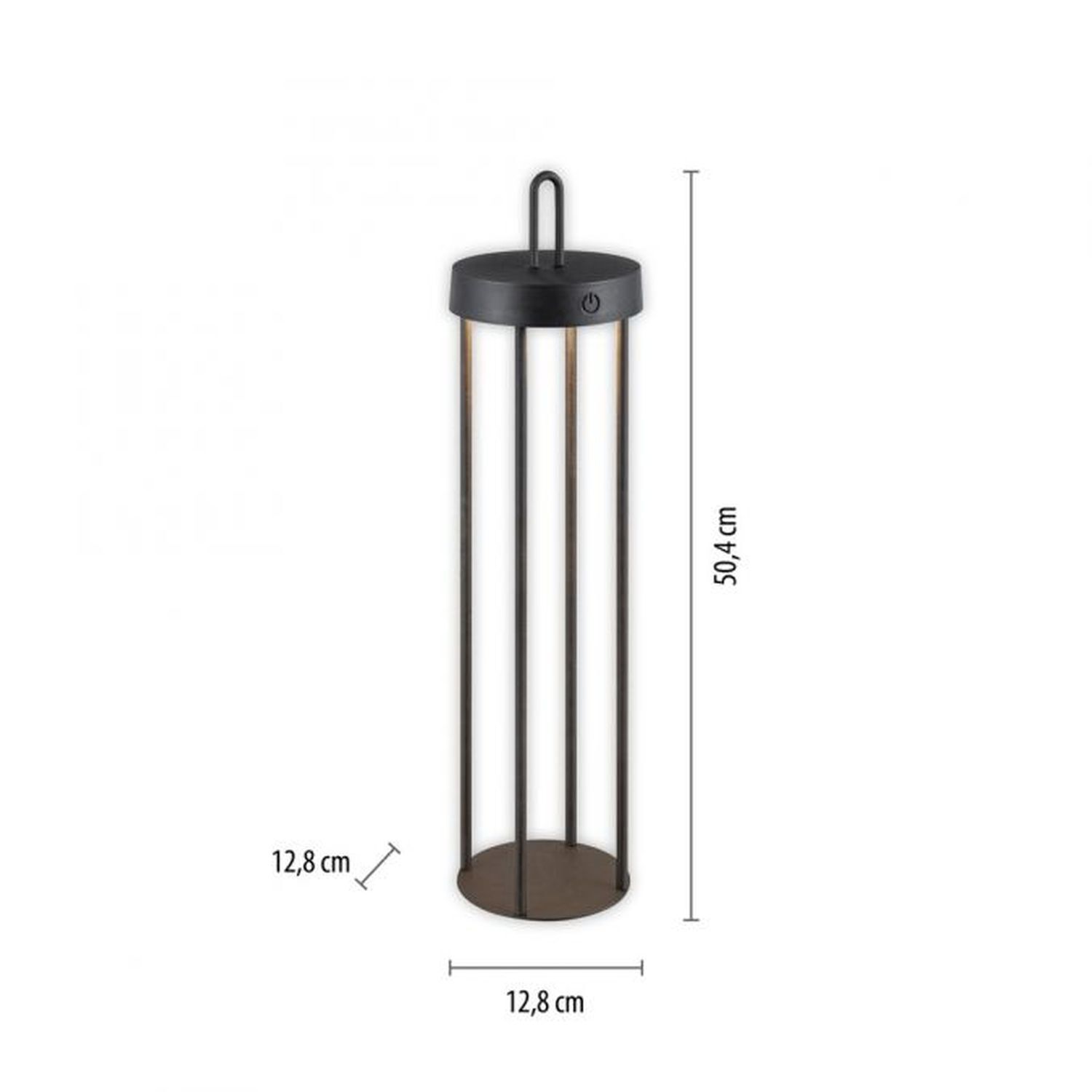 Lampe de table LED rechargeable métal dimmable IP44 2 W noir