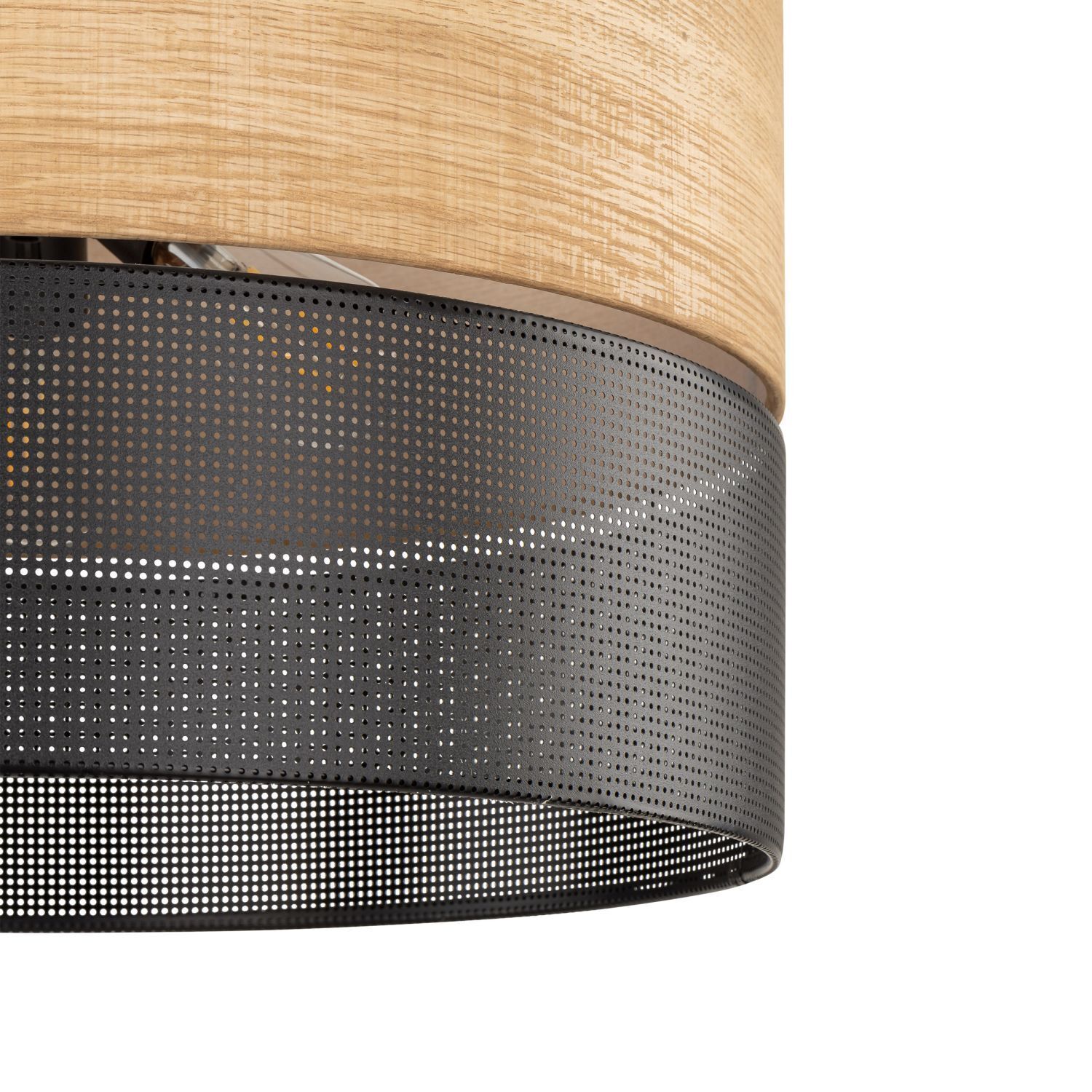 Suspension Noir Naturel Ø 50 cm ajustable 3x E27 Moderne