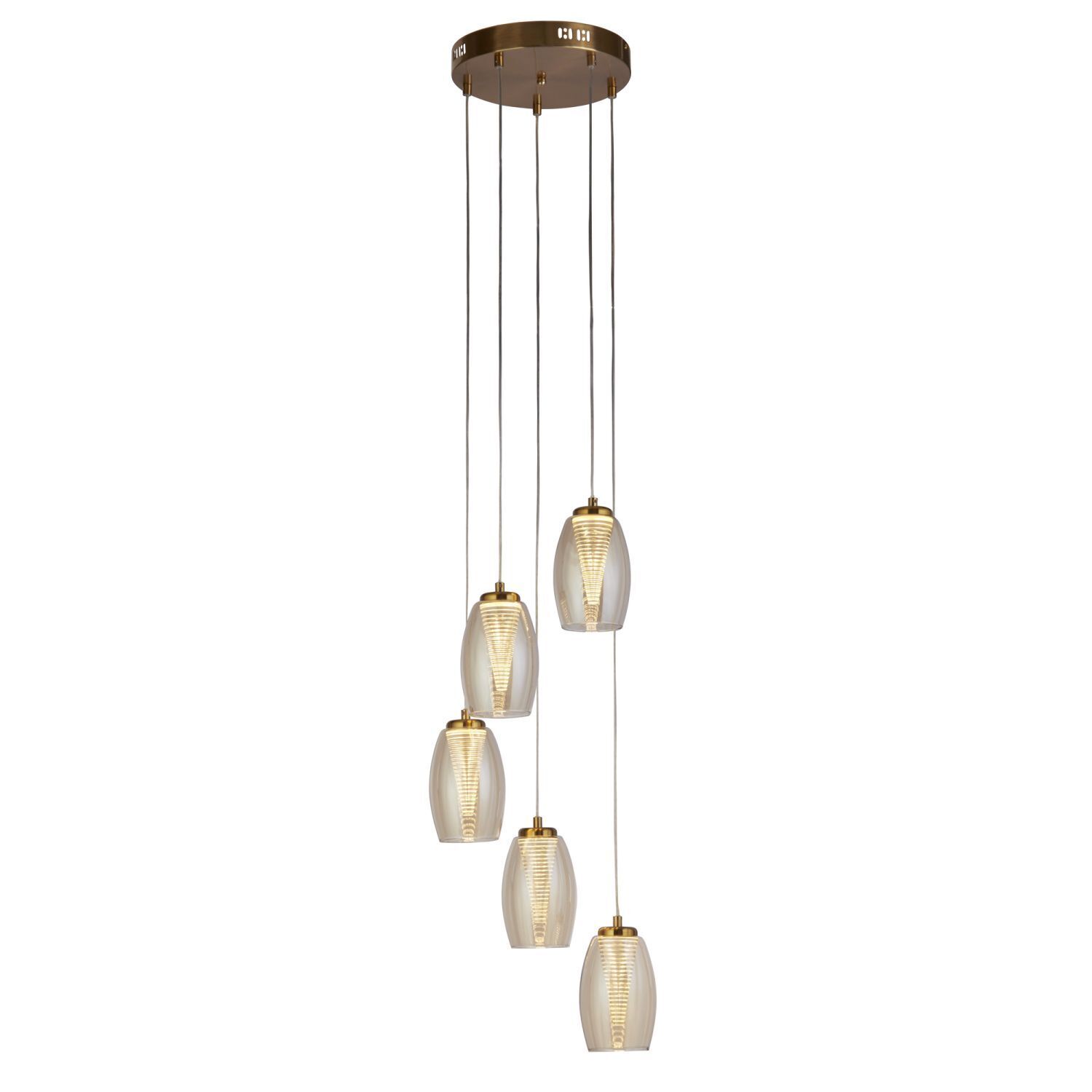 Suspension LED Ø 35 cm H : max. 1,5 m Bronze Crème 3000 K