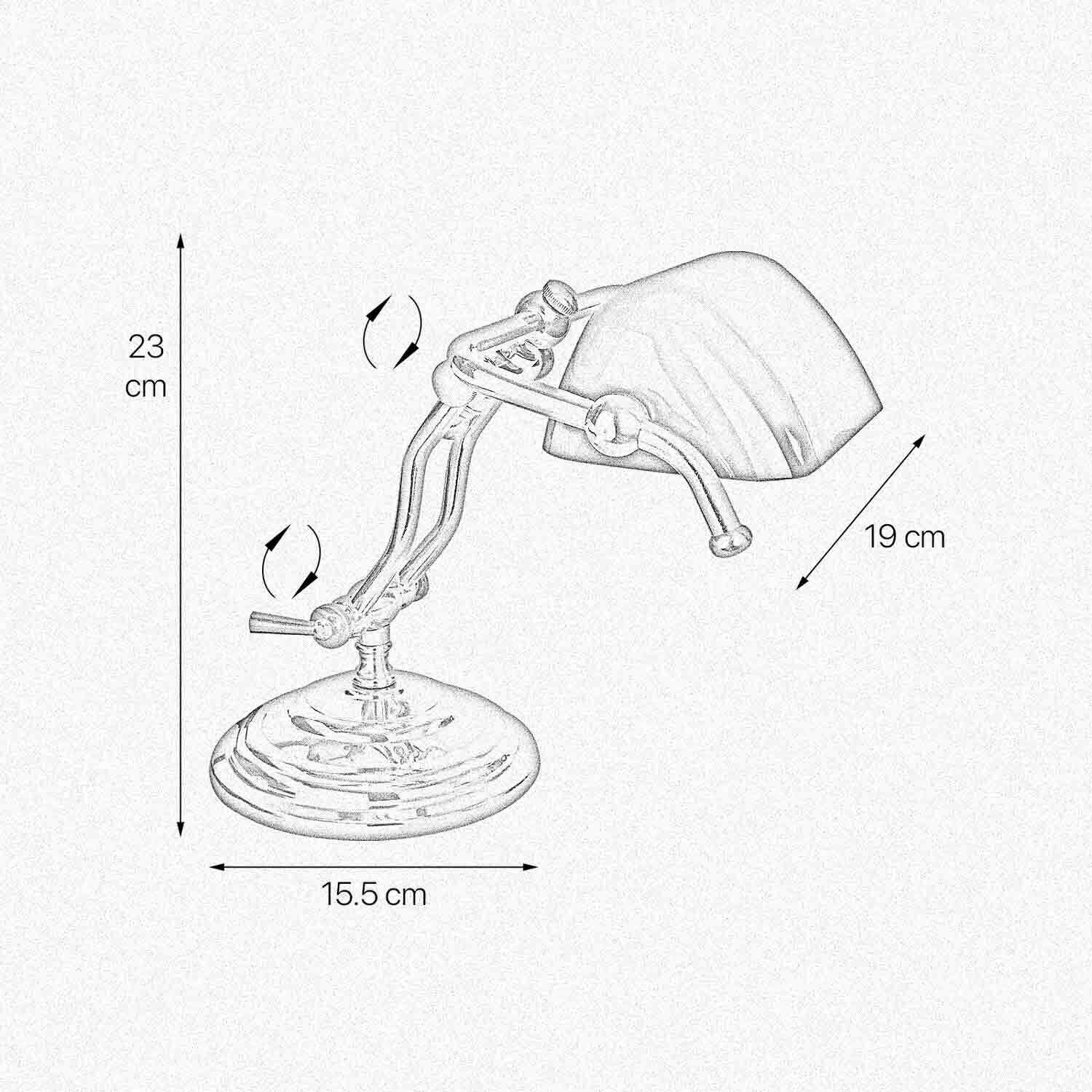 Lampe de banquier E14 23 cm en laiton poli vert verre