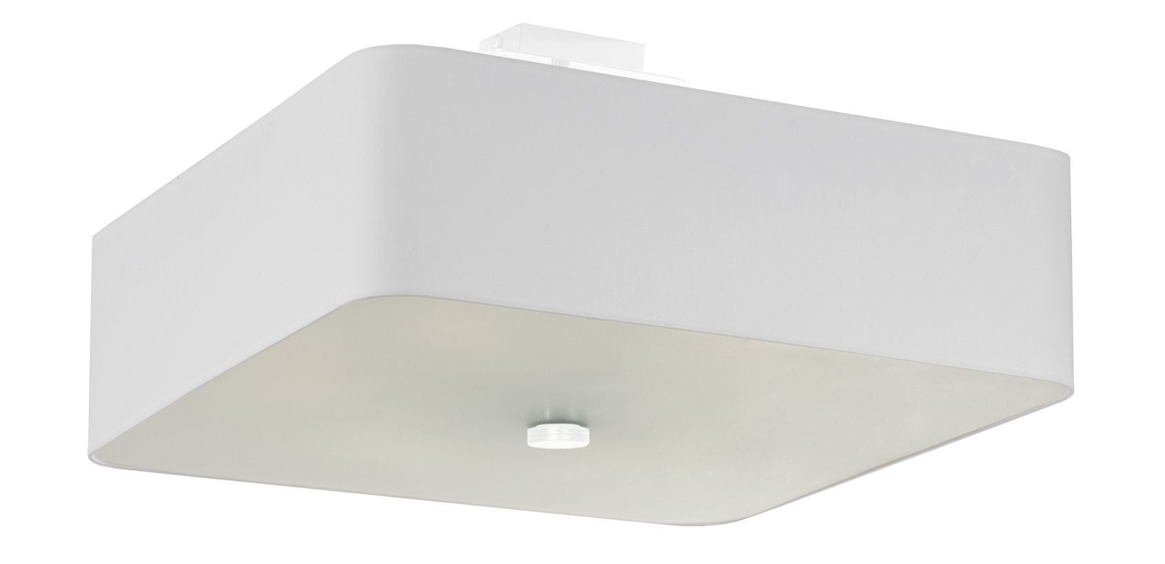 Lampe de plafonnier Blanc carré L : 45 cm Tissu Verre 5x E27