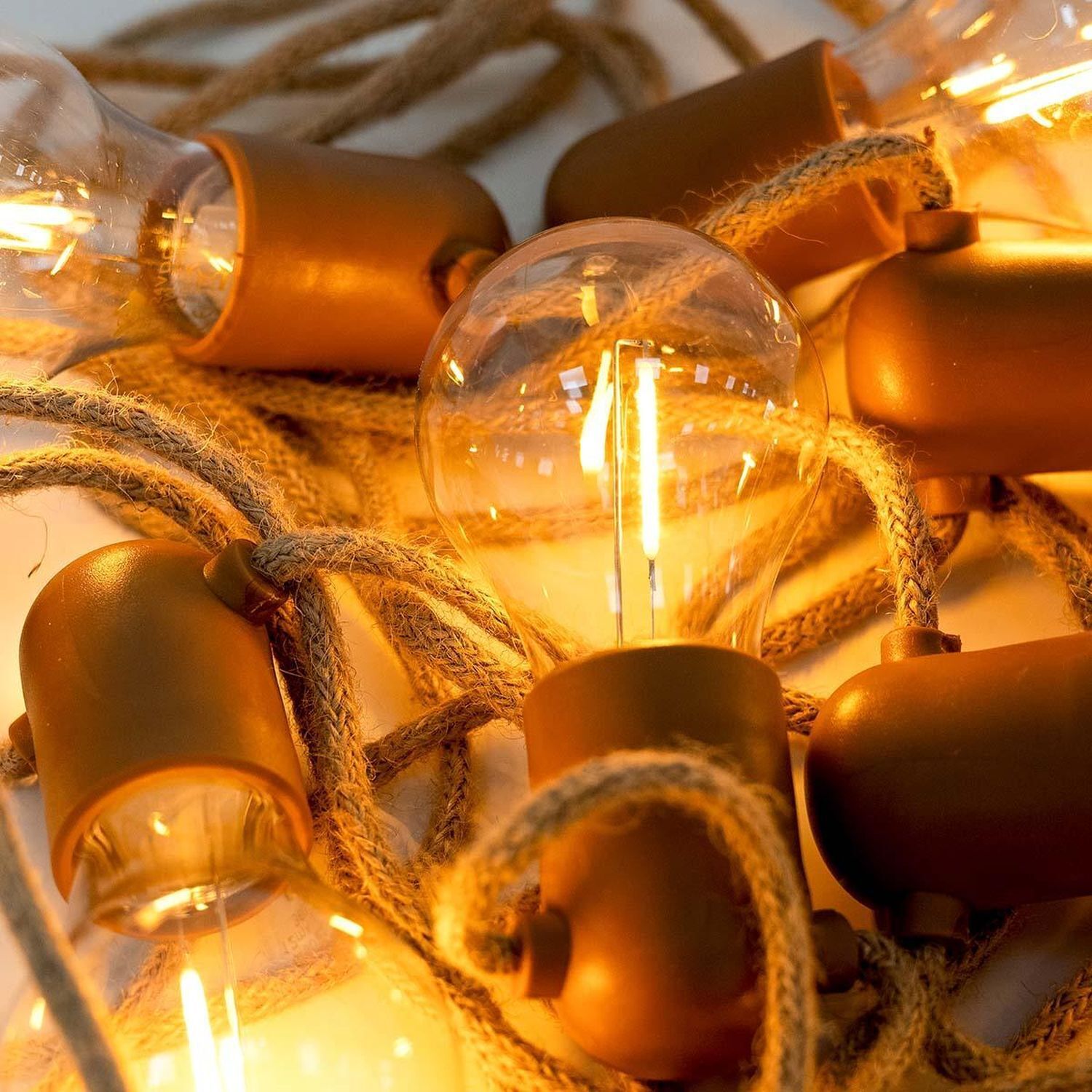 Guirlande lumineuse solaire extérieure LED 2700K Jute IP44 5m de long Licht