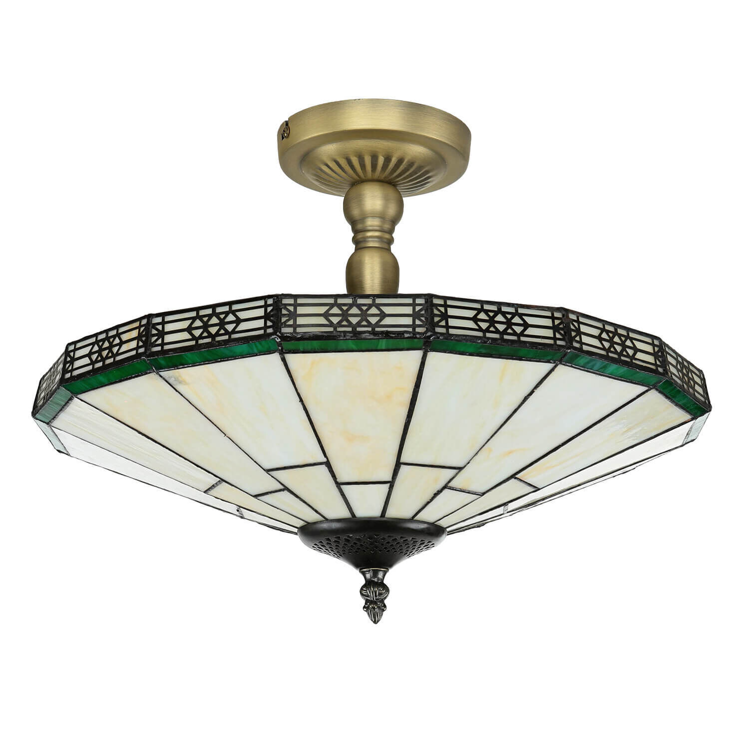 Lampe Tiffany plafond vert blanc élégant