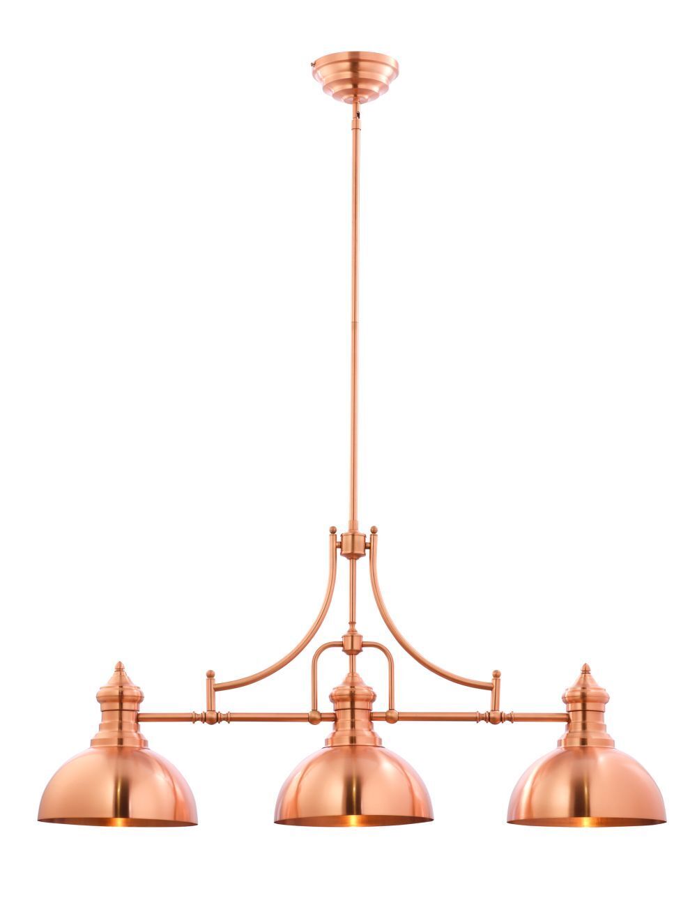 Lampe à suspendre industrielle en métal E27 L:123cm en cuivre