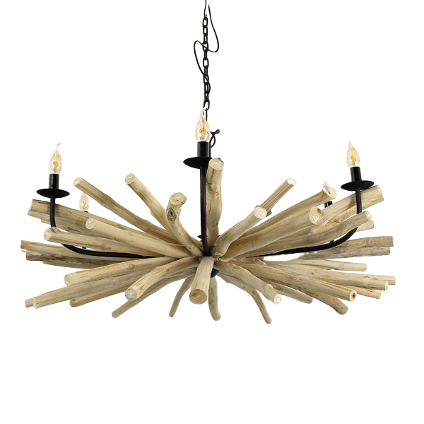 Lampes suspendues Bois flotté Kronleuchter, Treibholz, Holz, Kerze, Deckenleuchter