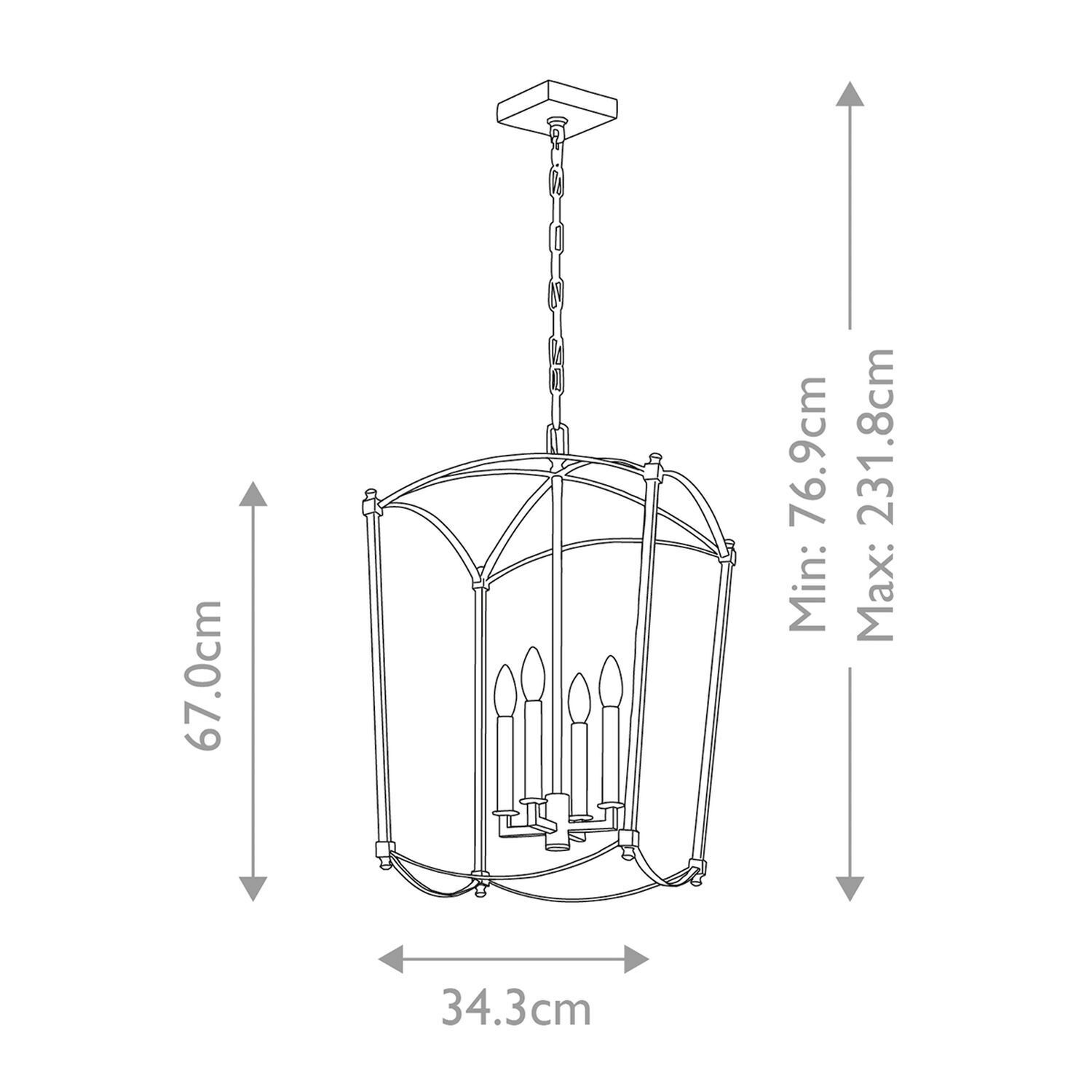 Lampe à suspendre métal L : 34,3 cm H : max. 231,8 cm E14 ZENOR