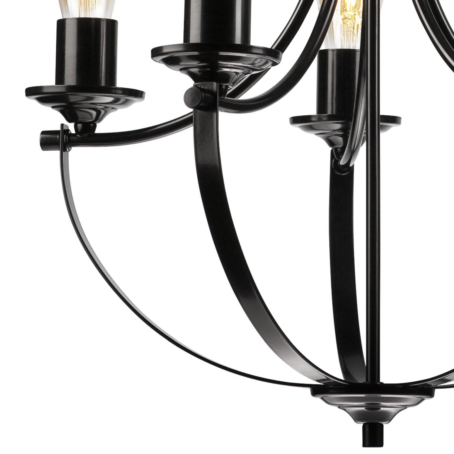 Lustre Métal Noir Ø 45 cm 3-flammes E27 Rustique