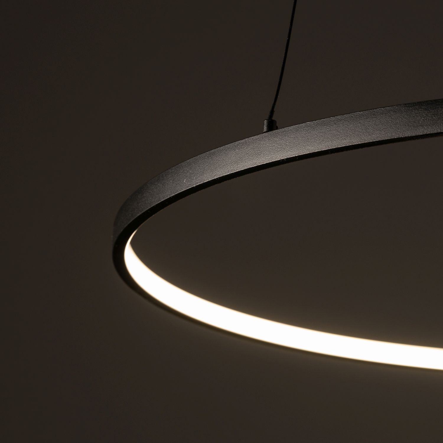 Suspension LED Ring Ø 60 cm Noir 3000 K 660 lm Métal