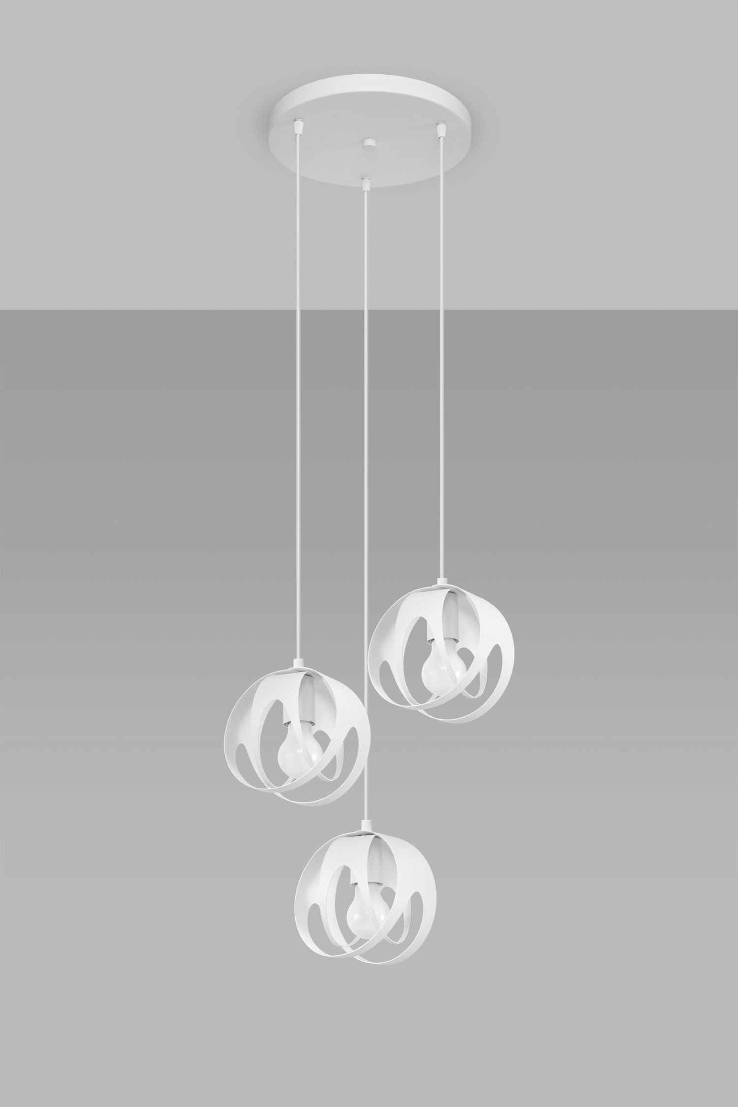 Suspension 3 flammes blanc métal ajustable E27