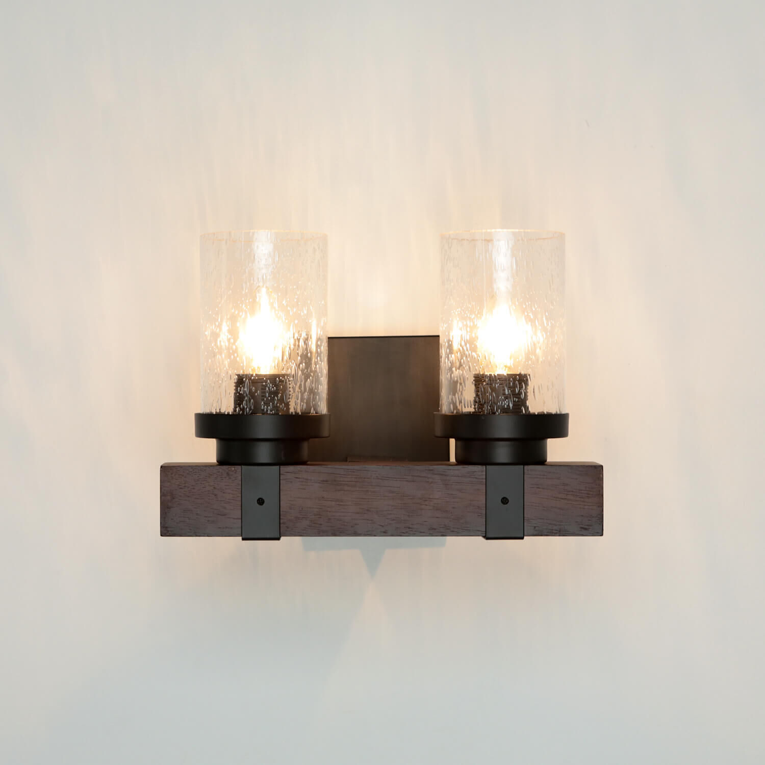 Applique Rustique L : 31 cm 2x E27 Métal Verre de pluie Leuchte, Regal