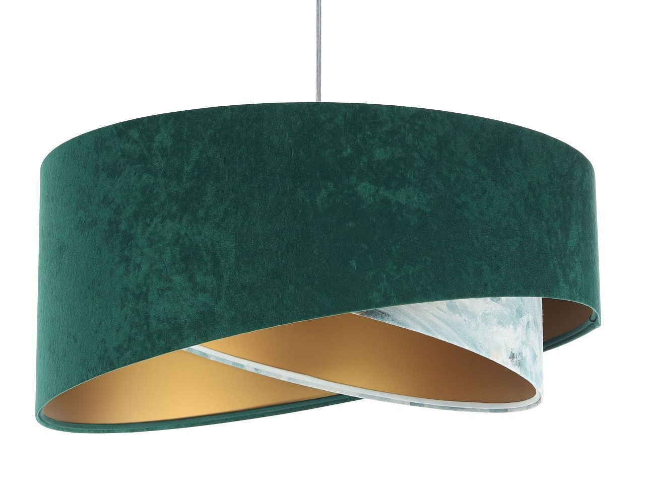 Suspension Tissu Ø 50 cm Aspect velours E27 Vert Bleu Or