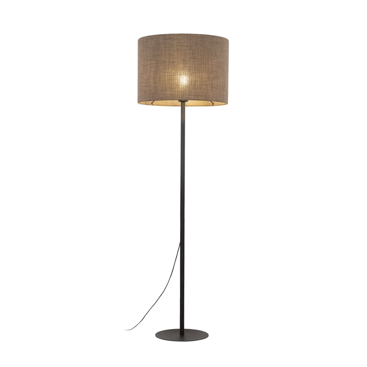 Lampadaire Moderne 165 cm Métal Jute E27 Noir Marron