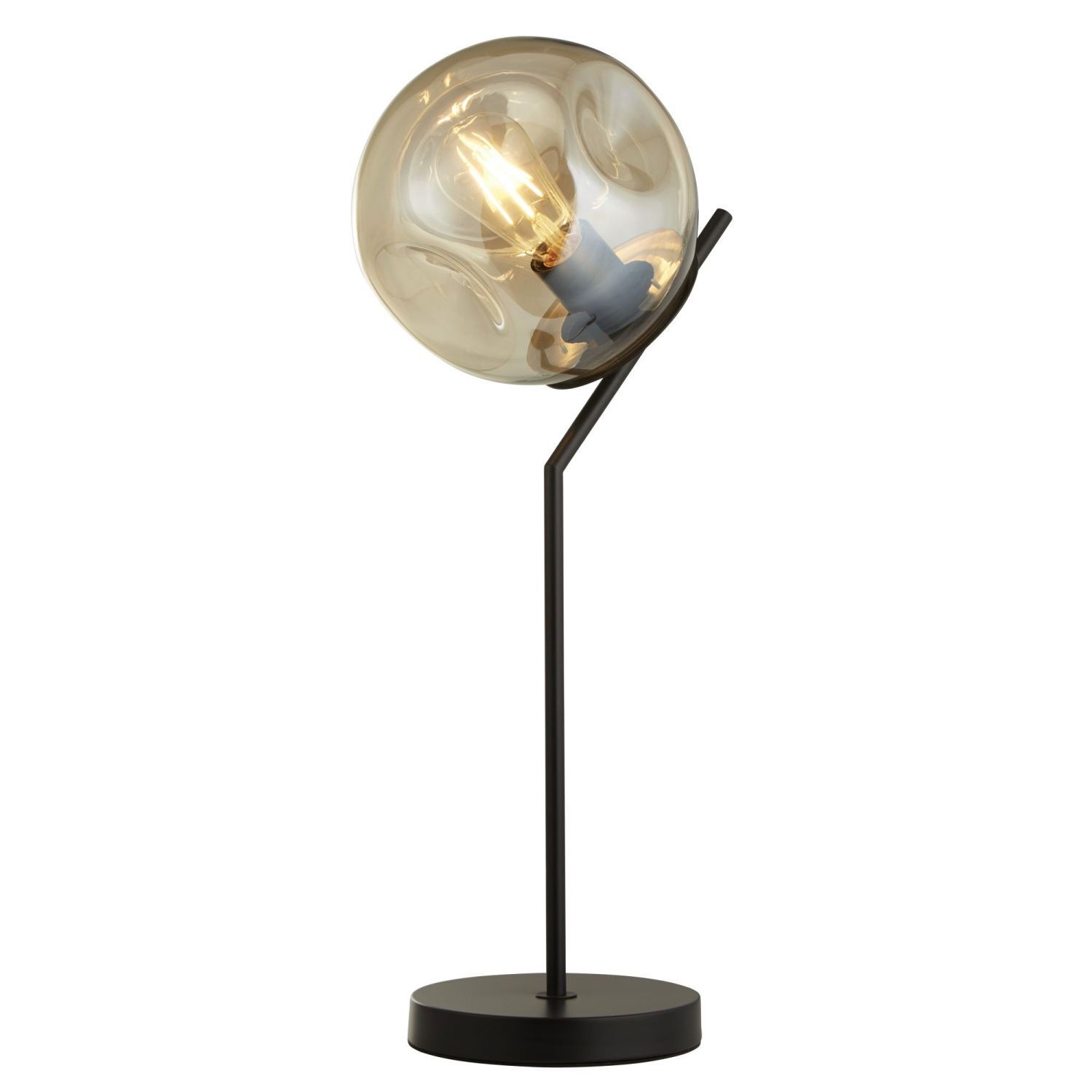 Lampe de table E27 57 cm noir champagne verre métal
