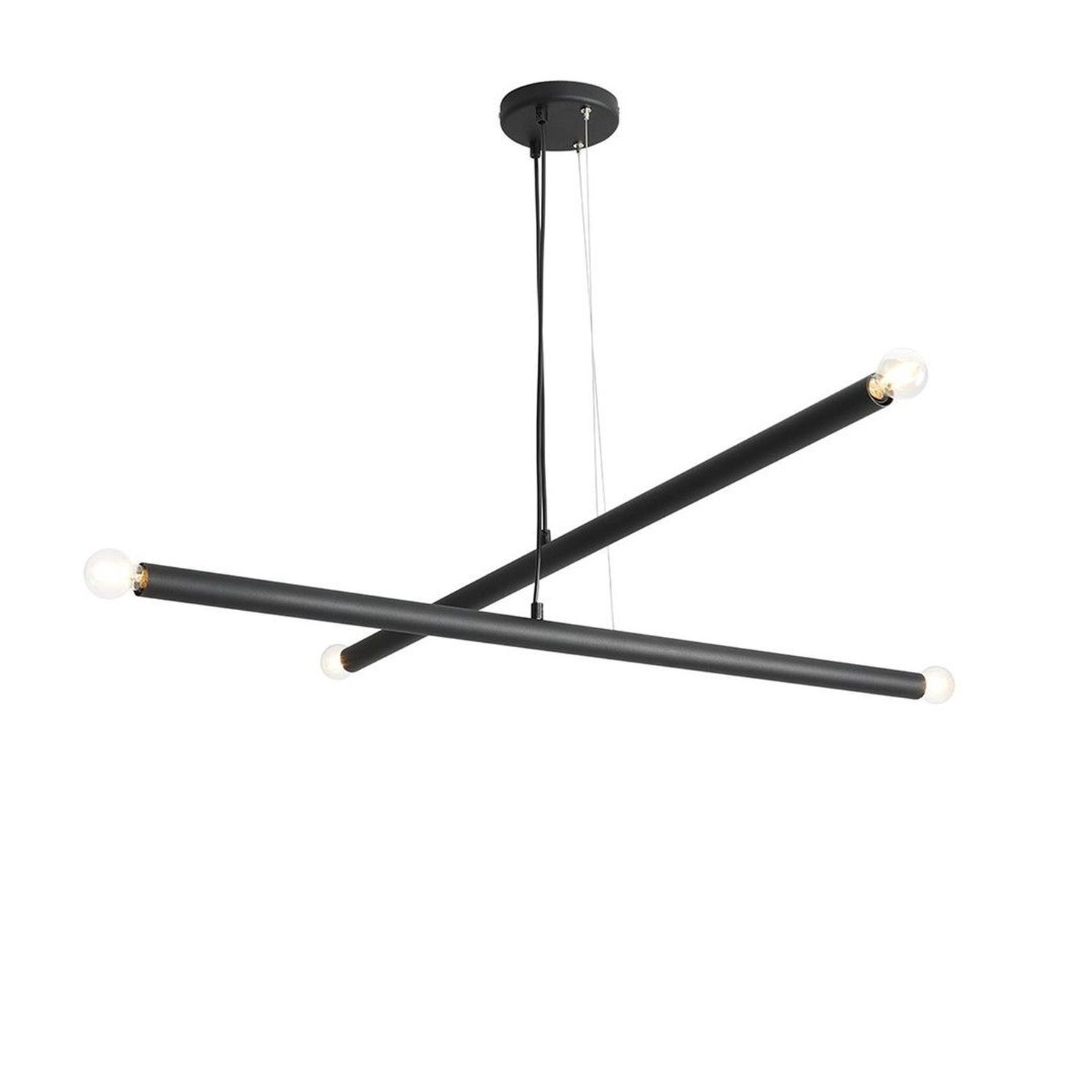 Lampe à suspendre noire Retro L:100 cm E14 4-flamme métal