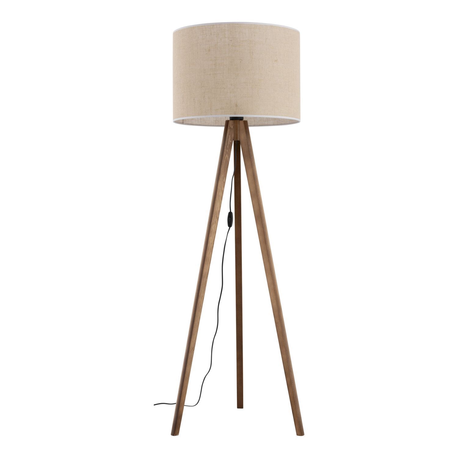 Lampadaire Trépied 145 cm bois tissu E27 NOLAN