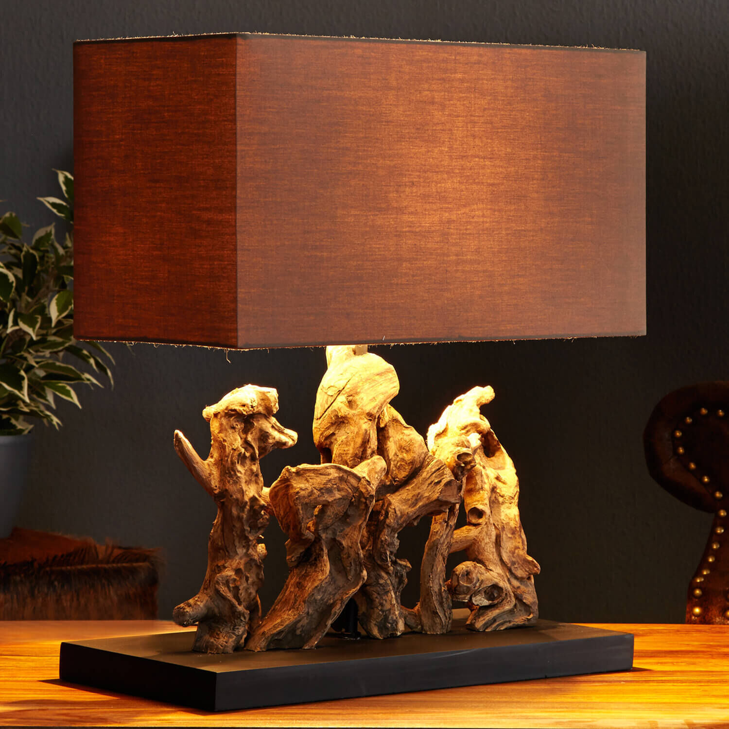 Holz, Lampe, Tischlampe