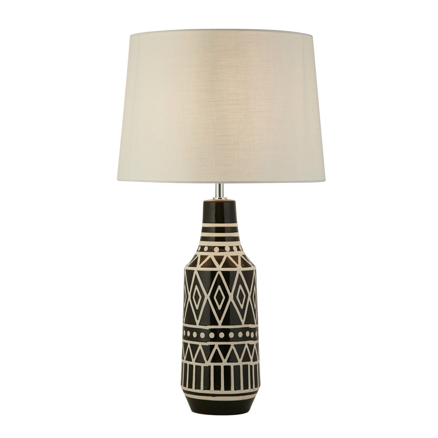 Lampe de chevet E27 69 cm Noir Blanc Céramique Tissu