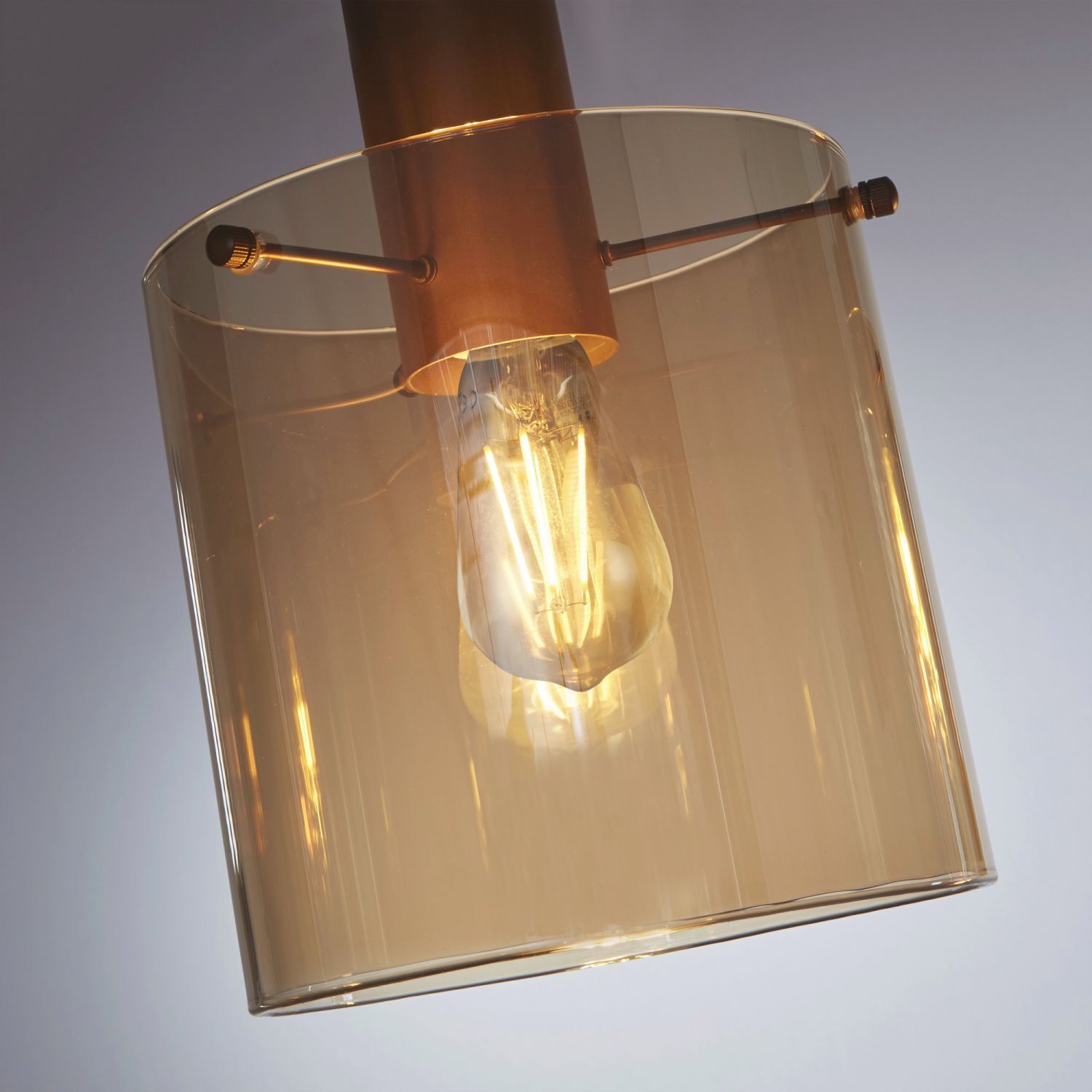 Lampe à suspendre verre fumé L : 142 cm 4-flamme E27 brun ambre