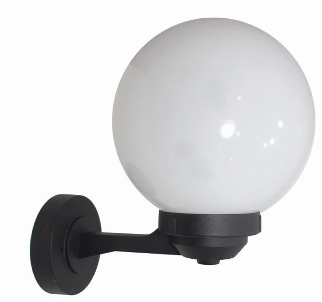 Elégante lampe murale extérieure Noir Blanc Abat-jour sphérique IP43