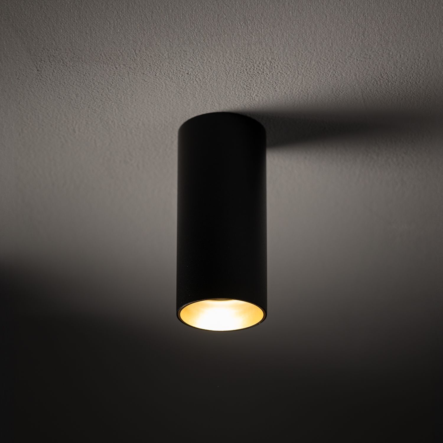 Spot de plafond acier noir or GU10 5,5 cm rond cylindre