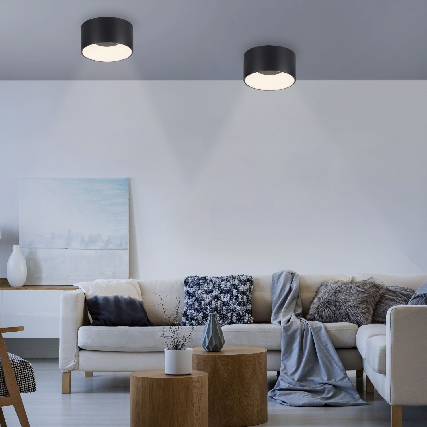 Lampe de plafonnier ronde LED noire Ø16 cm 1500 lm dimmable