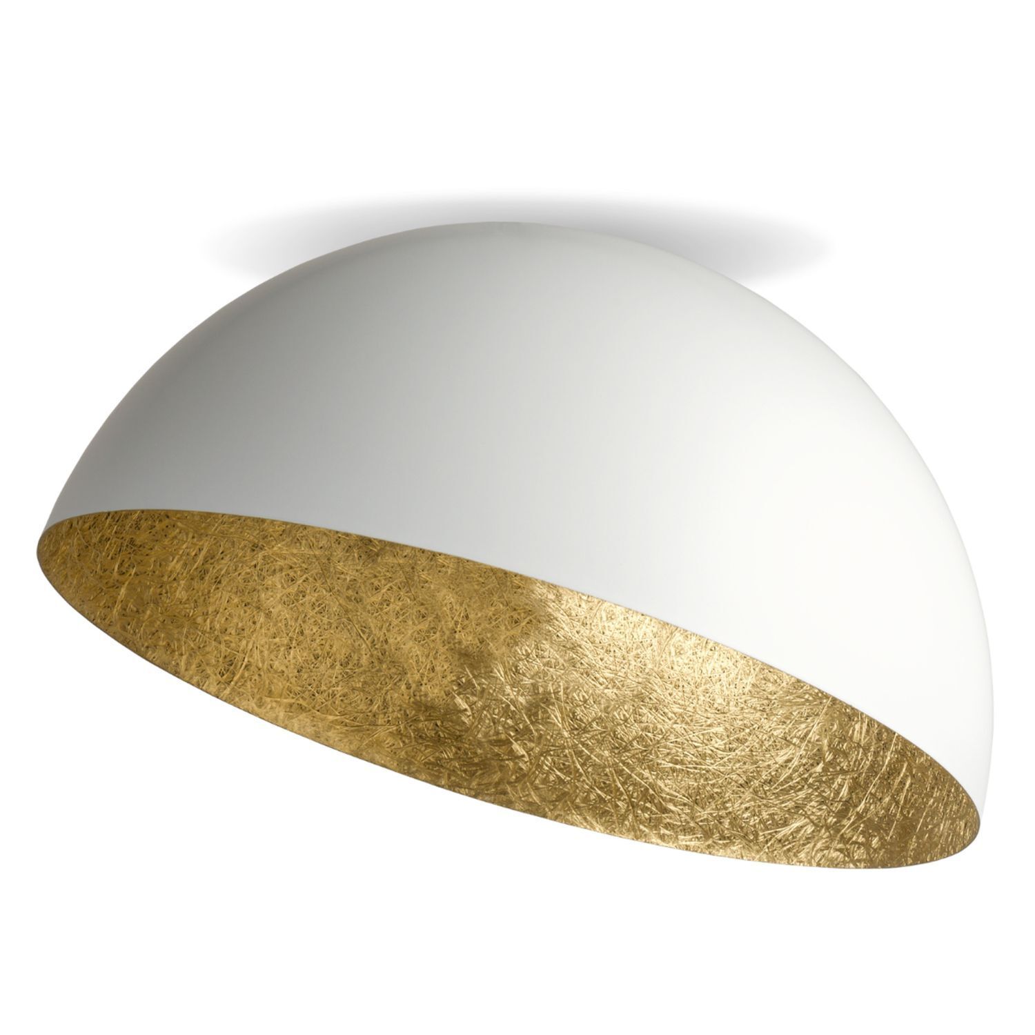 Lampe de plafond blanc or métal Loft rond Ø35 cm décoratif