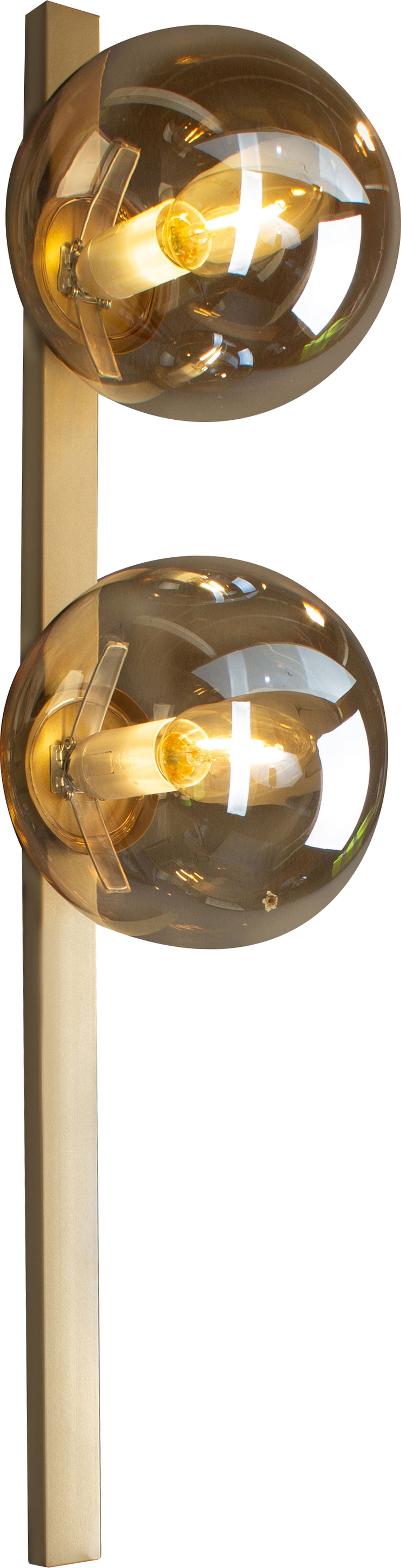 Lampe murale or ambre Boule de verre E14 H:60 cm 2-flmg