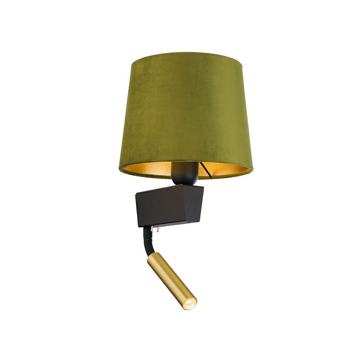 Wohnliche Wandleuchte mit Schalter Lesearm Stoffschirm Wandleuchte, Wandlampe, Grün, Lampenschirm, LED-Beleuchtung