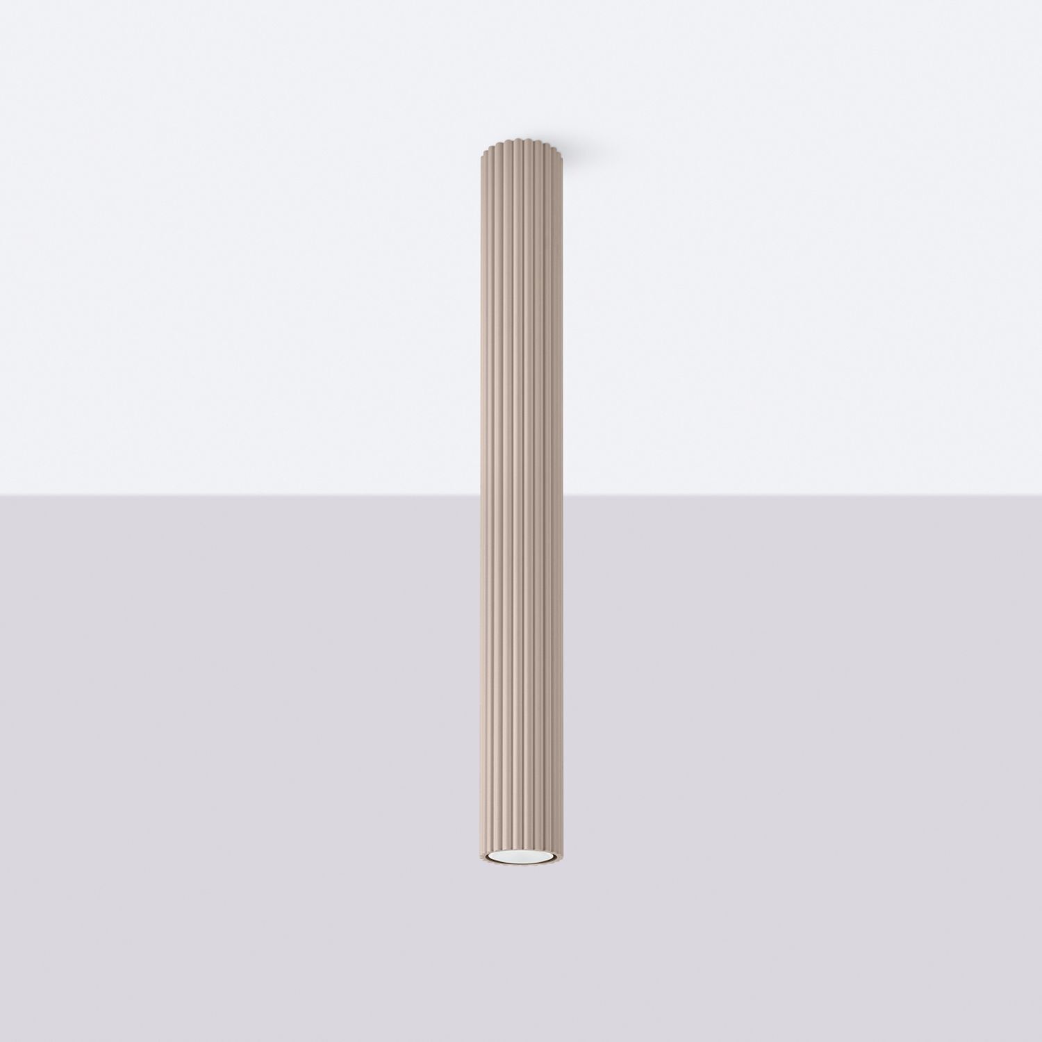 Deckenleuchte Aluminium Taupe Riffel GU10 Ø6,5 cm rund Architektur, Säule