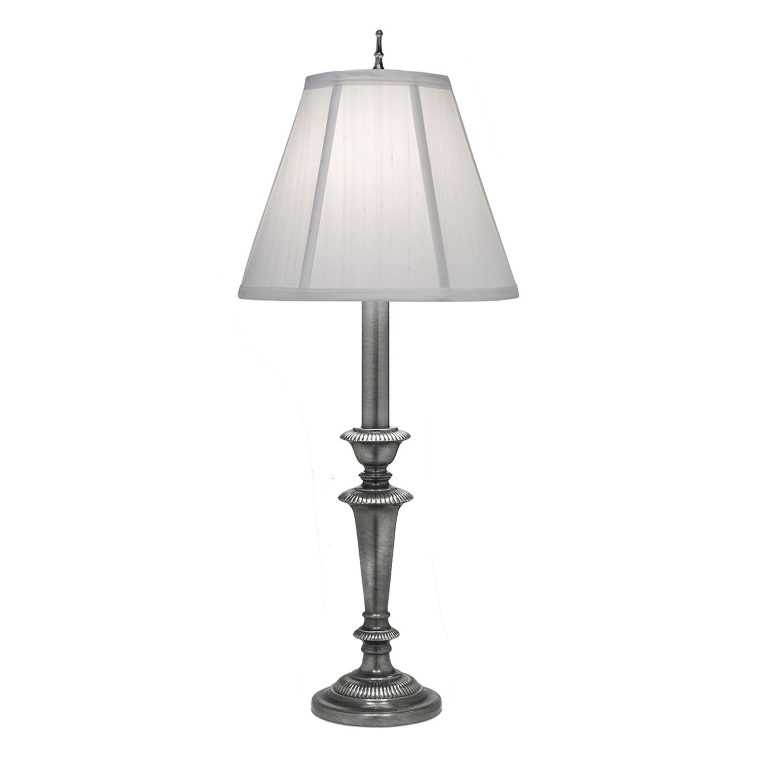 Tischleuchte 74 cm hoch Creme Nickel Klassisch Lampe, Tischlampe, Lampenschirm