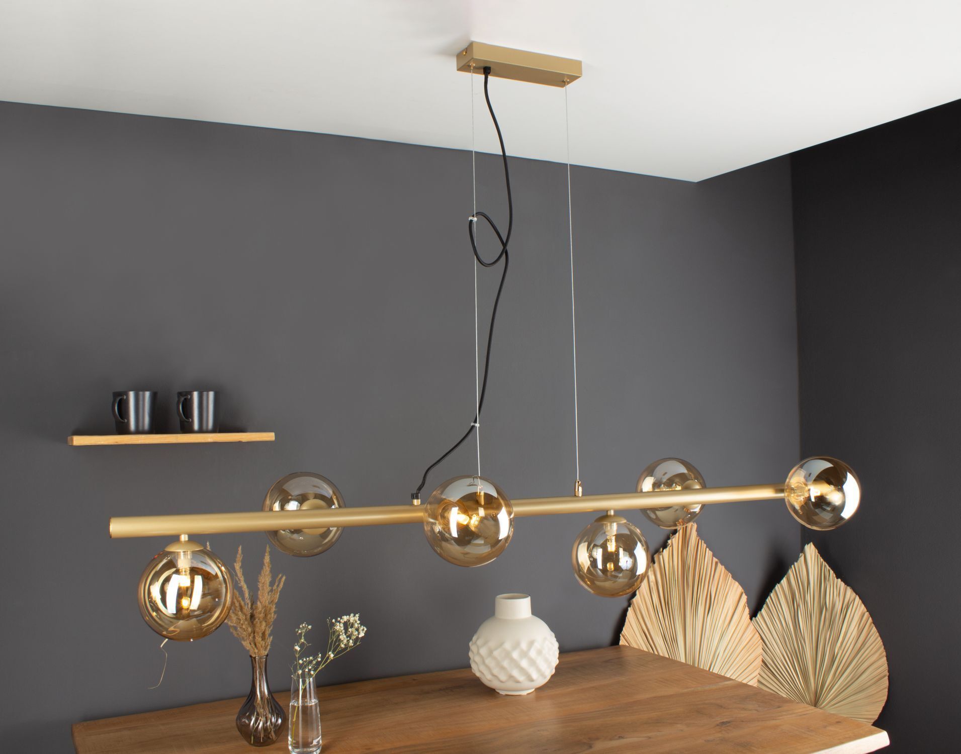 Lampe à suspendre en laiton champagne 144 cm G9 stylé