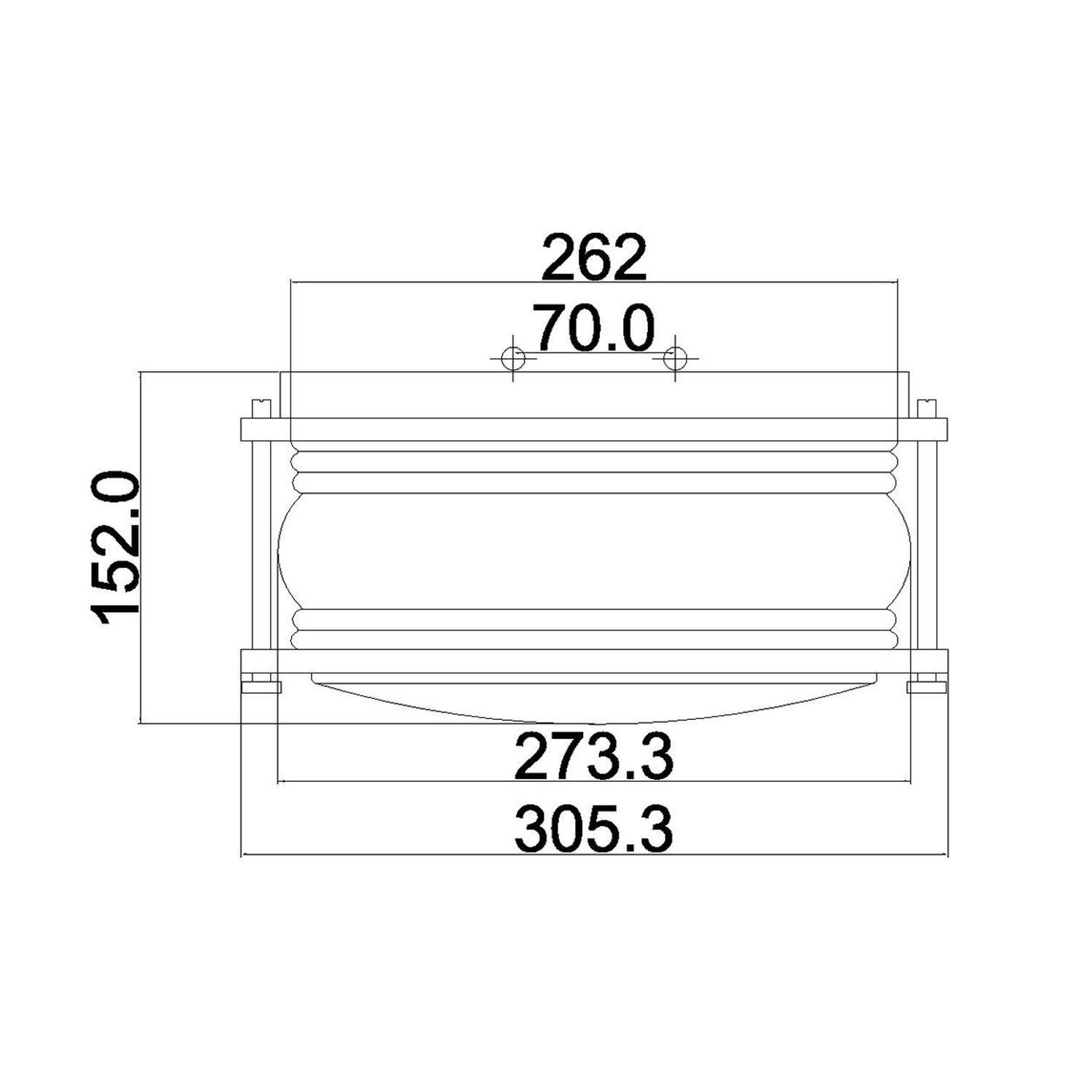 Deckenleuchte außen Aluminium Glas B: 30,5 cm IP44 E27 Zylinder, Dichtung, Flansch, Maßzeichnung, Technische Zeichnung