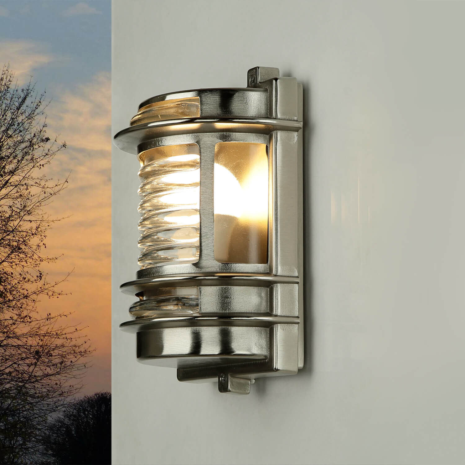aussenwandleuchte-aussenlampe-gracia-messing-nickel-matt-klar-transparent-maritim-2 Wandleuchte, Außenleuchte, Nickel, Metall, Beleuchtung
