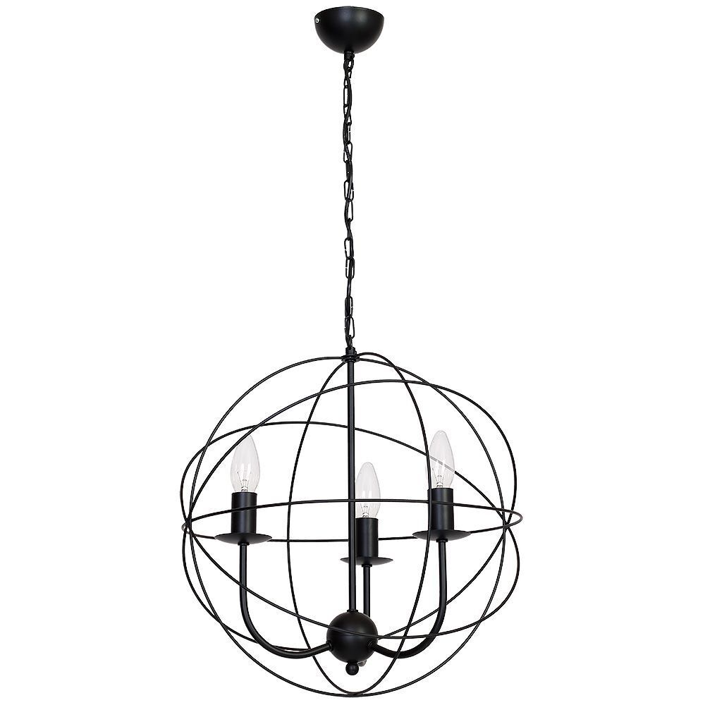 Lampe à suspendre GLOBE en noir 3-flmg