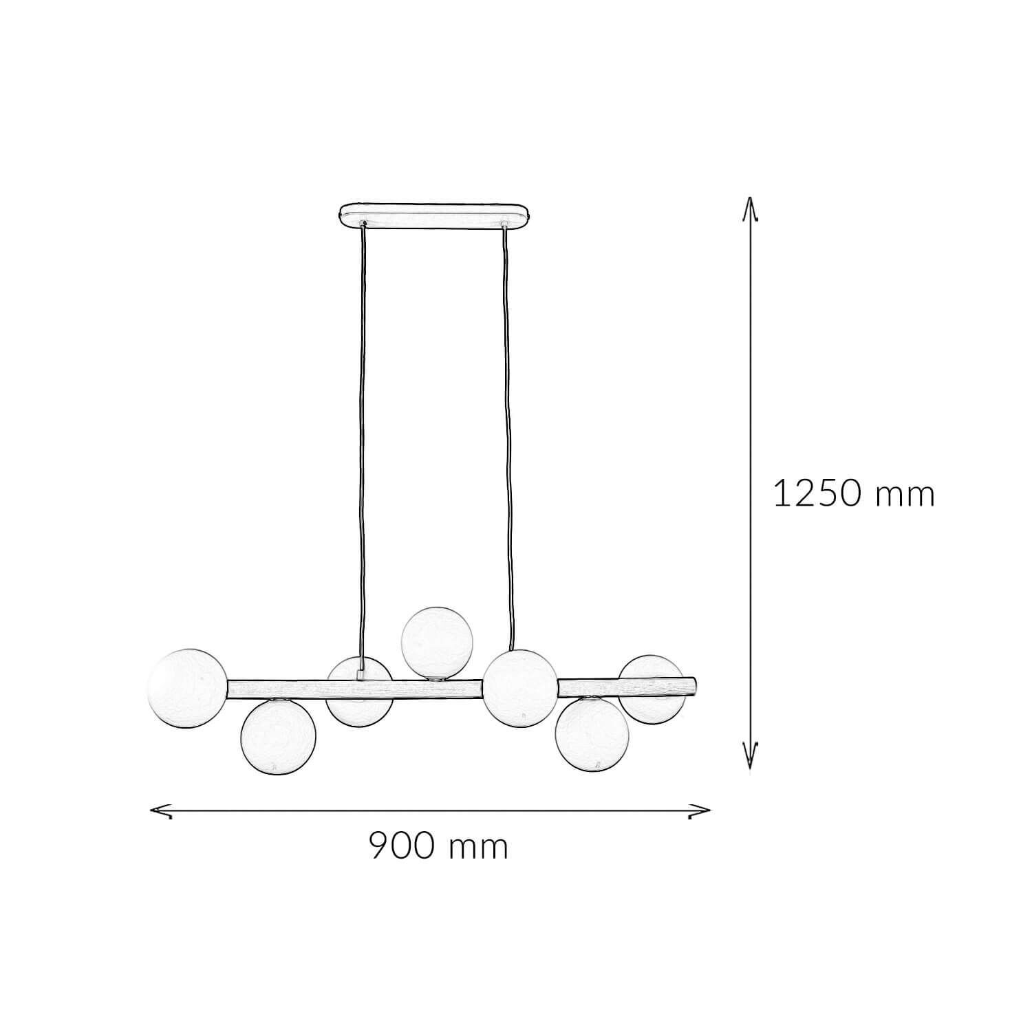 Lampe à suspendre bois métal verre L : 90 cm 7x G9 Moderne Diagramm, Handlung