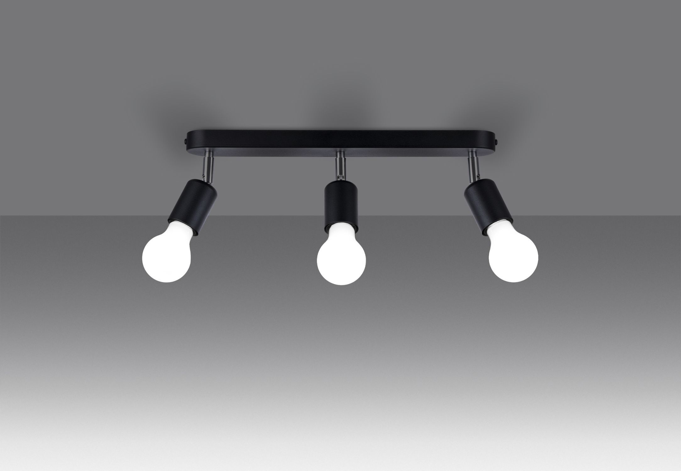 Spot de plafond noir 3 flammes orientable E27 métal