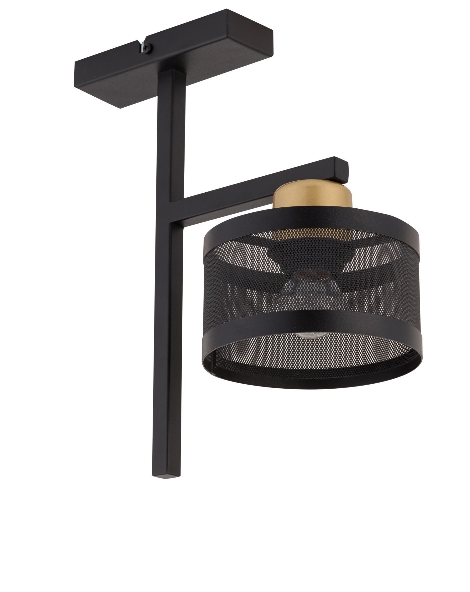 Plafonnier métallique noir or E27 L:28 cm élégant
