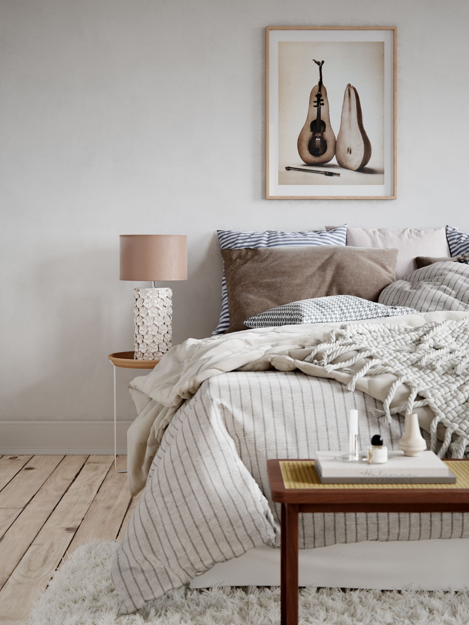 Lampe de table céramique tissu 54,5 cm de haut Beige E27 Floral Lampe, Dekoration für Zuhause, Drinnen, Innenarchitektur, Mobiliar