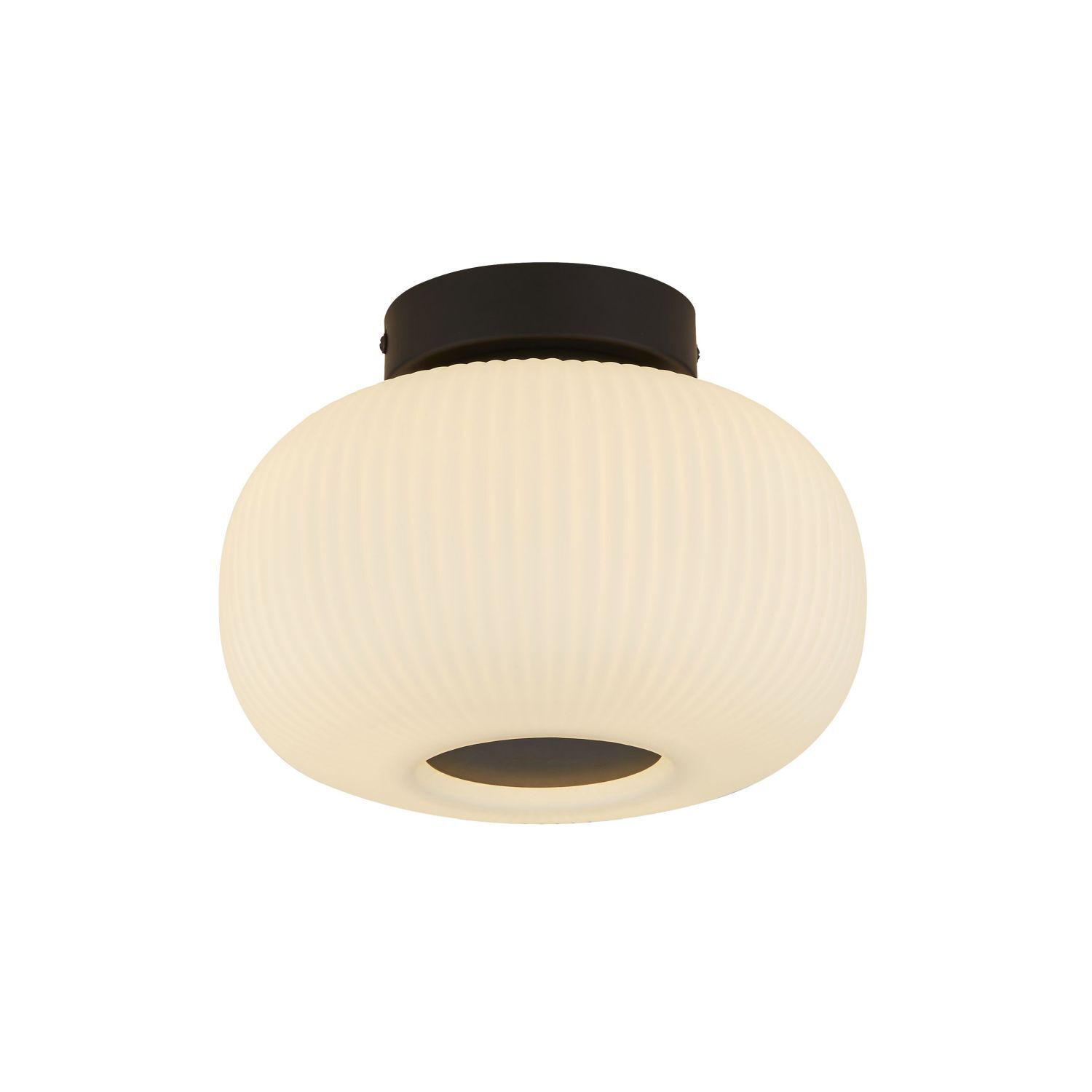 Plafonnier rond Ø 24 cm Noir Blanc Verre Métal E27