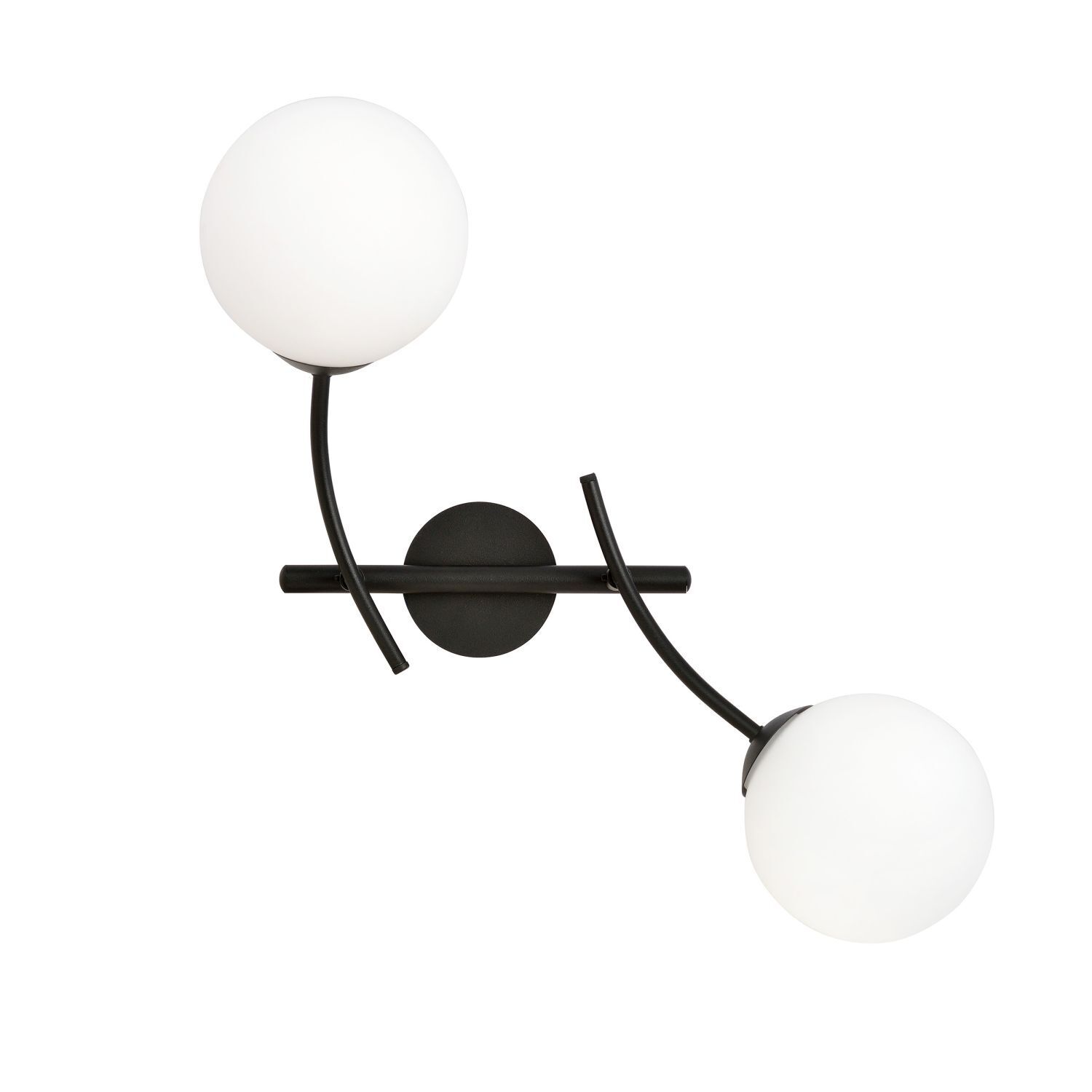 Applique verre métal L : 35cm ajustable noir blanc 2x E14